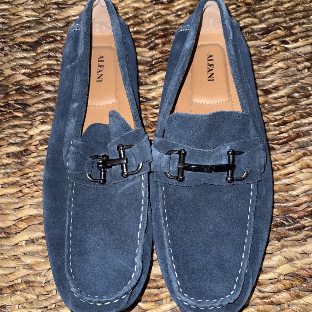 Alfani Mens Blue Suede Slip-On Driving Shoes Buckle Loafers James 13M
